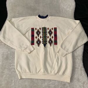 VTG Fruit Of The Loom Womens Grandma Aztec‎ Pullover Sweater Size XL Long Sleeve